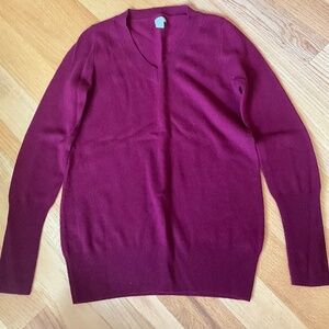 J.Crew Maroon V-neck Cashmere Sweater